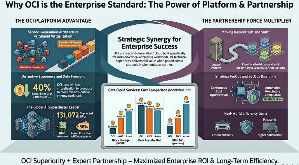 Infographic: OCI platform advantage and partnership force multiplier — cost comparison and strategic synergy